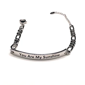925 Adjustable silver message charm "You Are My Sunshine" bracelet