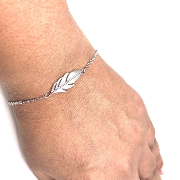 925 Adjustable silver feather bracelet