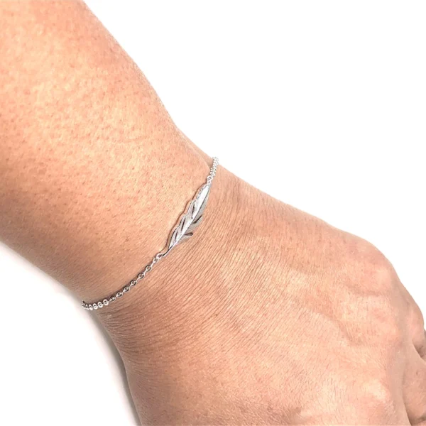 925 Adjustable silver feather bracelet