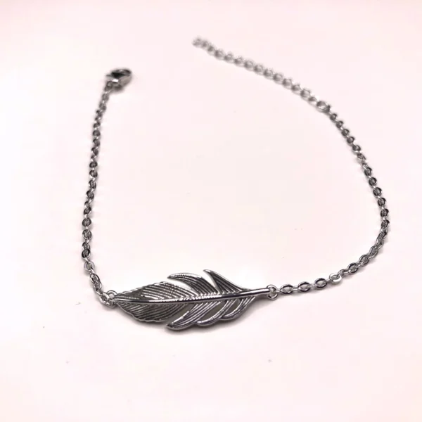 925 Adjustable silver feather bracelet