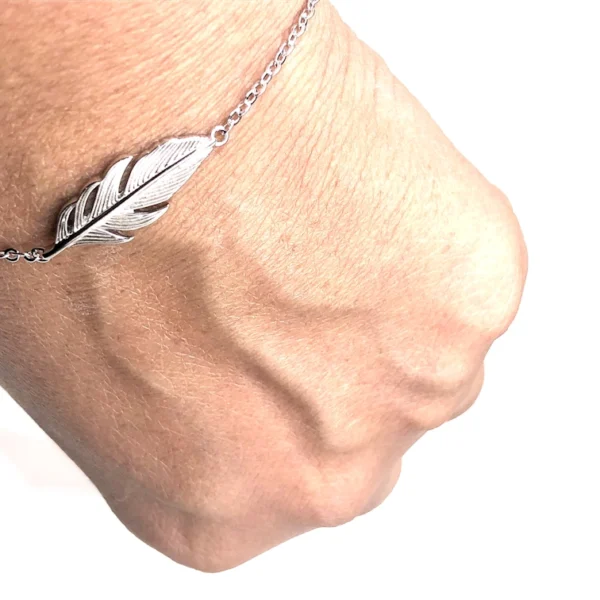 925 Adjustable silver feather bracelet