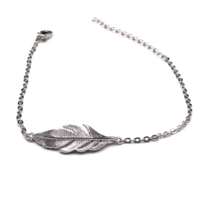 925 Adjustable silver feather bracelet