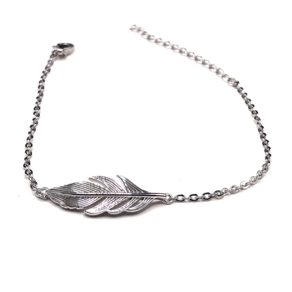 925 Adjustable silver feather bracelet
