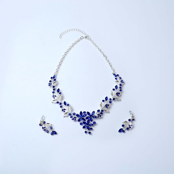 silver plated blue necklace set
