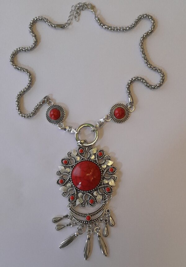 Red big pendant Bohemian Style