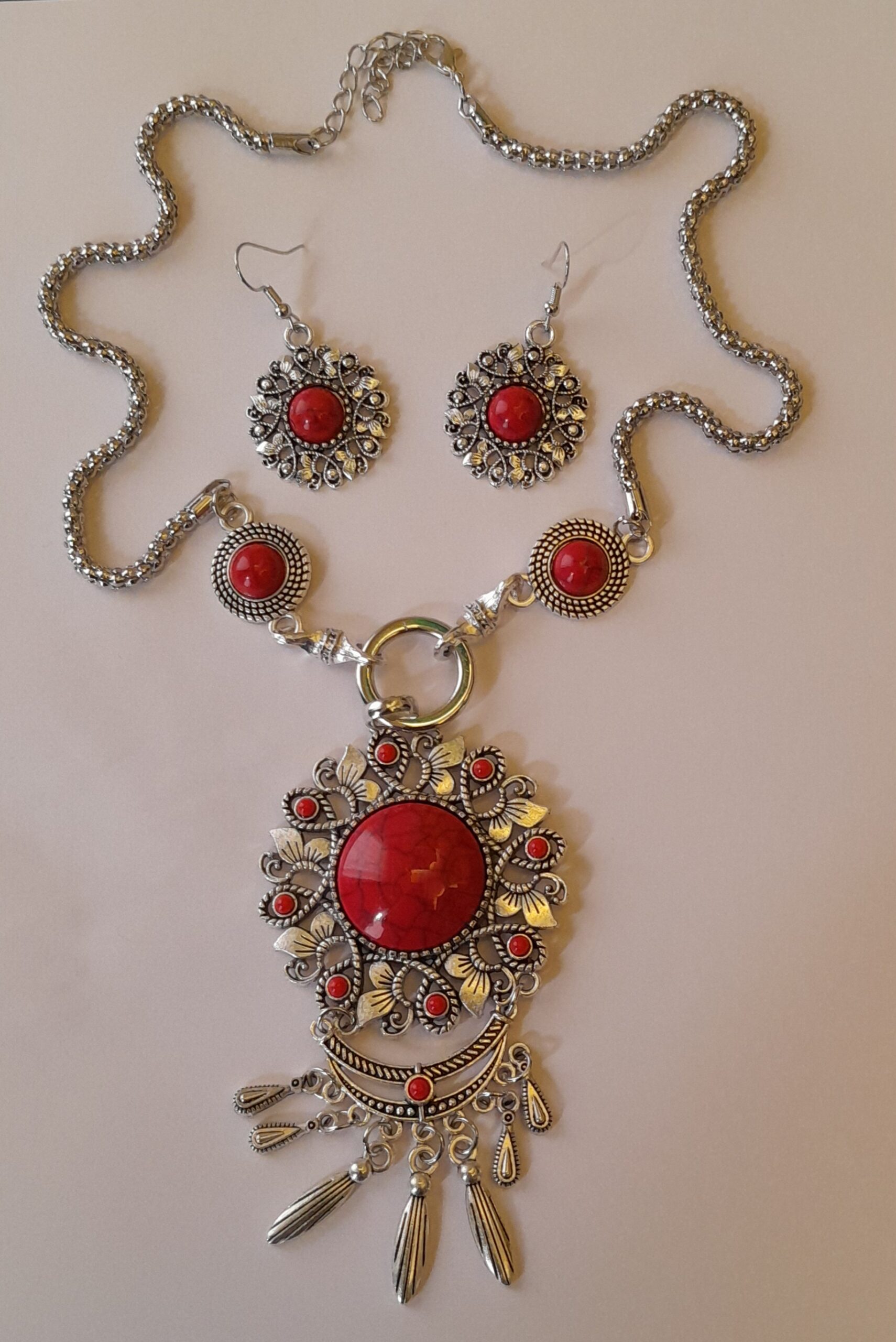 Red big pendant Bohemian Style