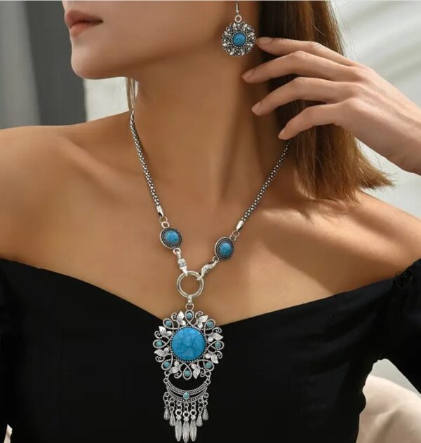 Blue big pendant Bohemian Style
