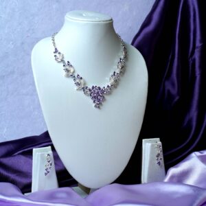 silver plated lavender necklace set