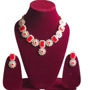 Radiant red beads kundan necklace set