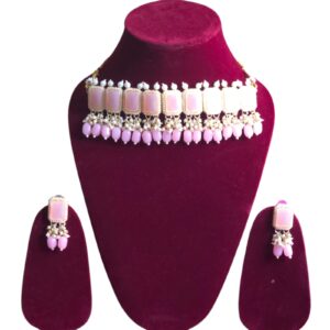 baby pink beads necklace