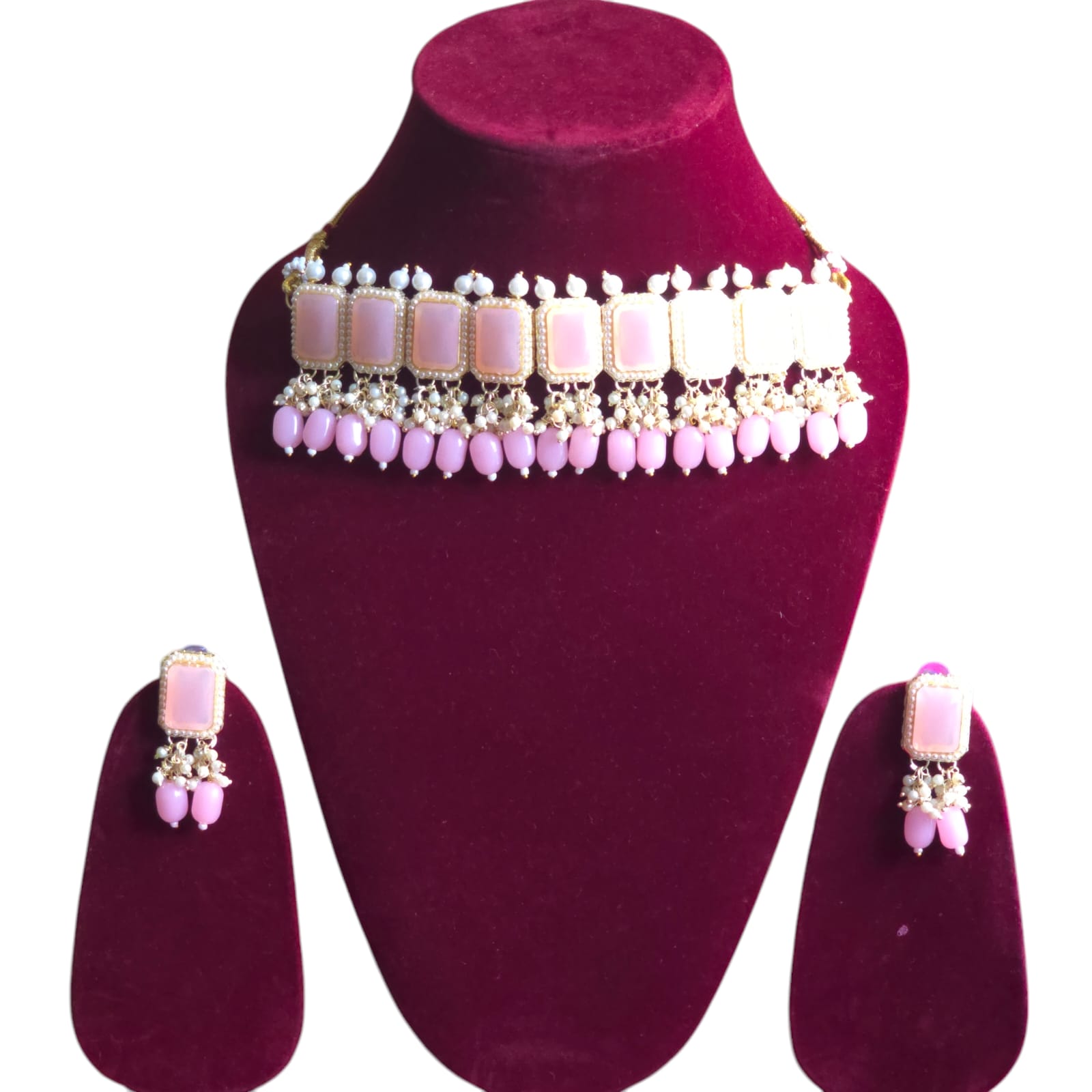 baby pink beads necklace