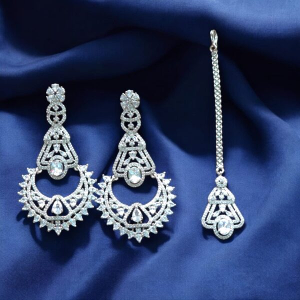 American diamond bridal set , maang tika