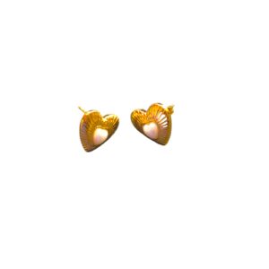 Gold Pearl heart earrings